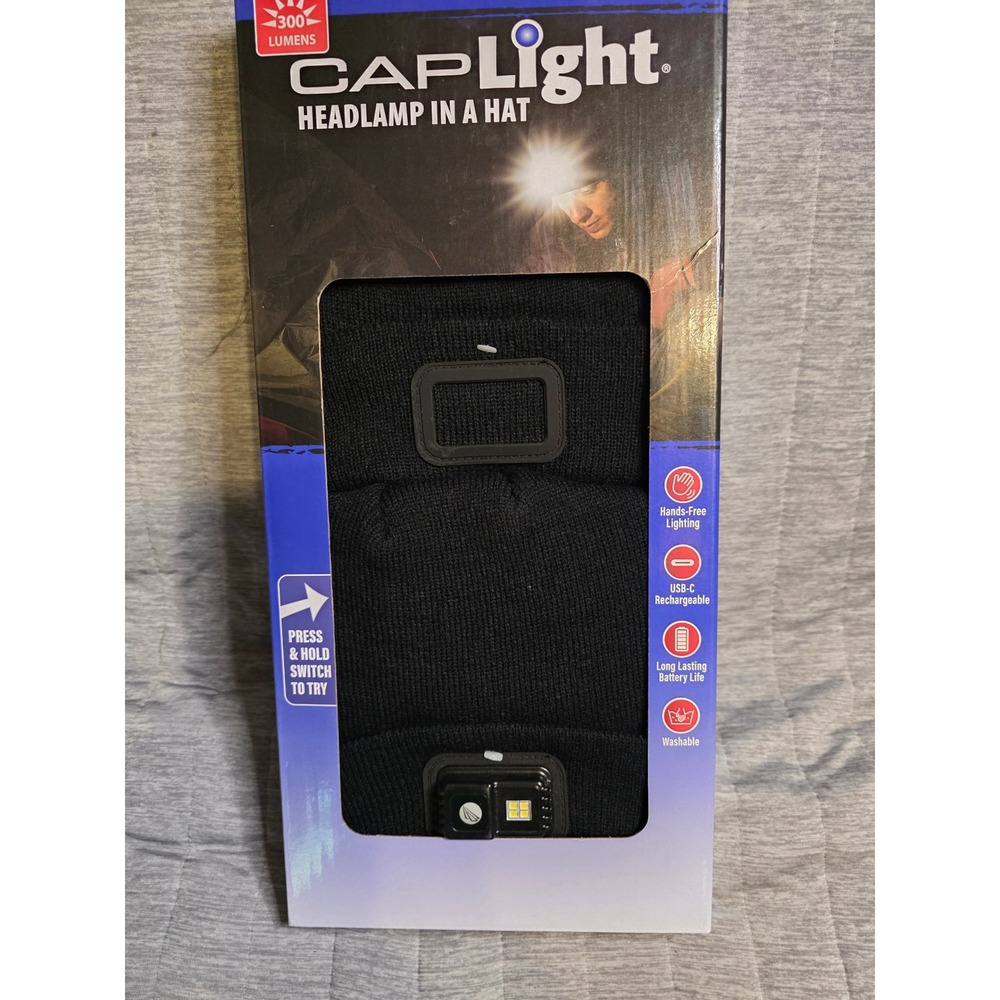 1476 Panther Vision CapLight LED Headlamp Beanie Rechargeable Blk Hat 300 Lumens